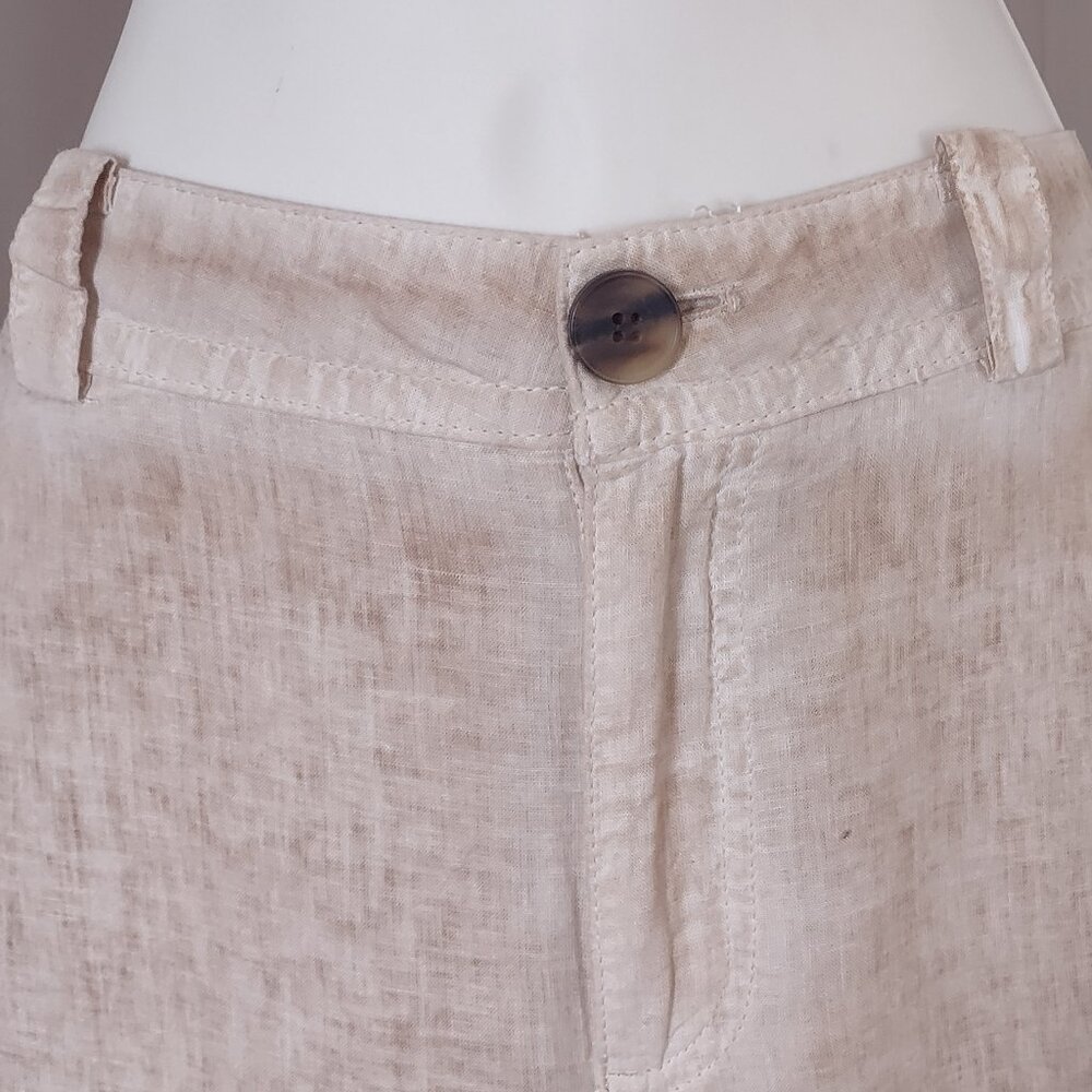 ZARA NWT Full Length Beige Bronze Linen Blend Trousers Size MEDIUM - Picture 3 of 11